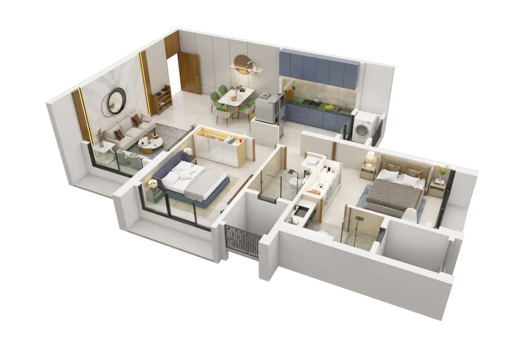 Nimbus The Arista 3BHK plus servant floor plan layout with spacious living area and balcony